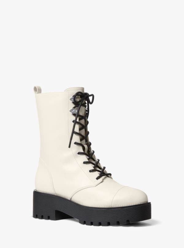 Damske Bojové topánky Michael Kors Bryce Leather Platform Krém - Topanky Michael Kors Obchod | TLXKH-2058
